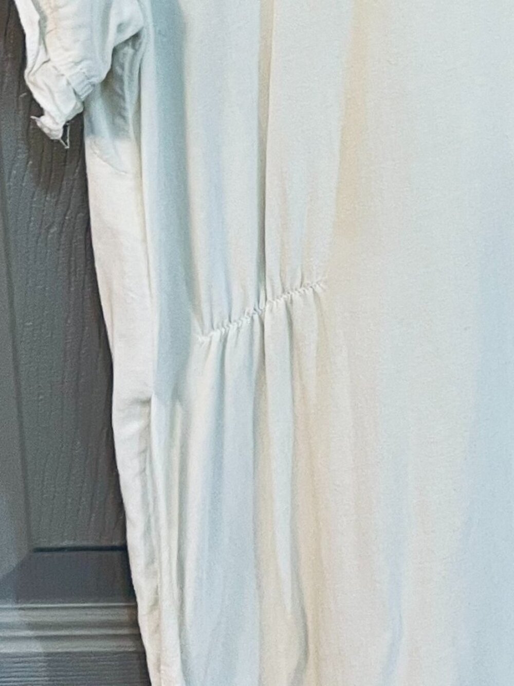 White Ruffled Button-up Top Short Sleeve - Picture 4 of 5